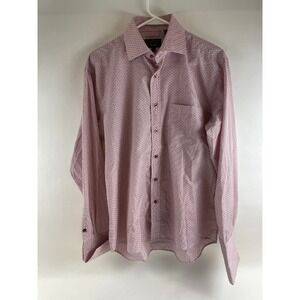 Christopher Tanner Shirt Men's Size 15.5 Red White Button Up Long Sleeve Pocket